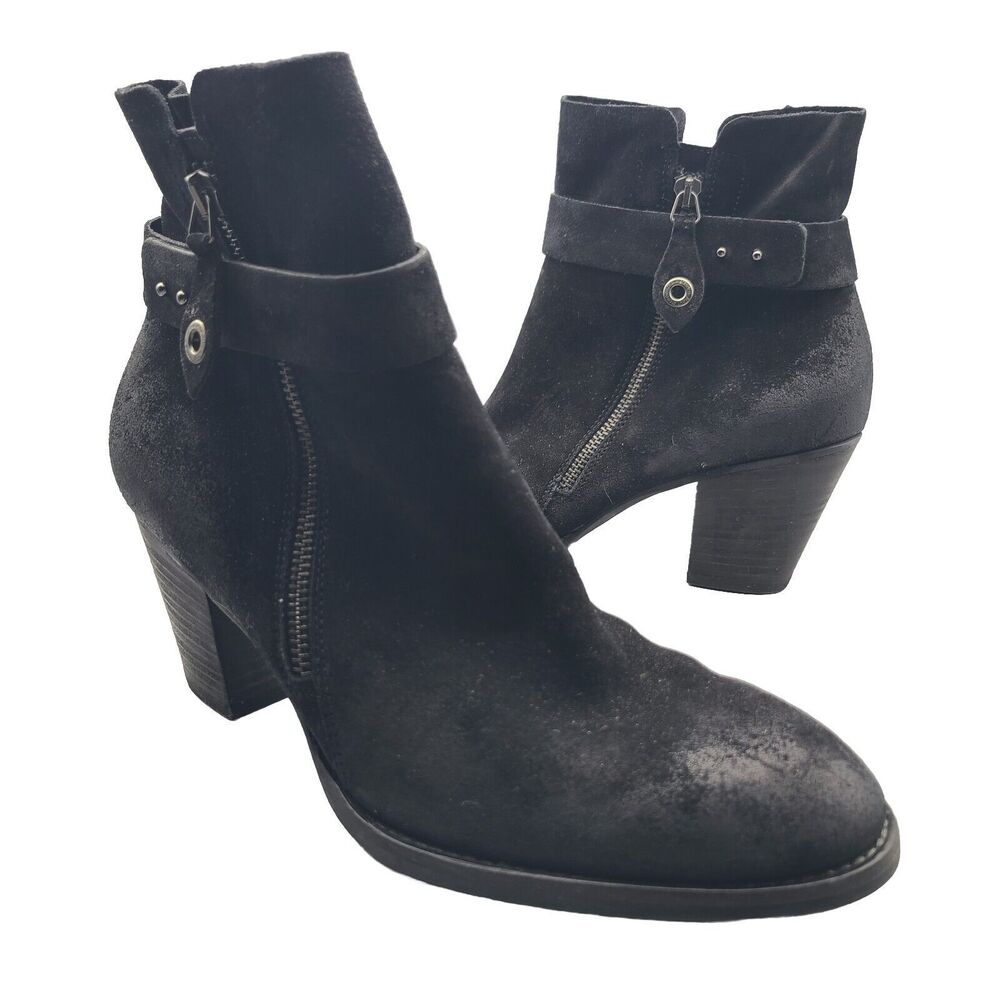 Paul Green Boots Dallas Black Suede Leather Zippered Ankle Booties Size US 9